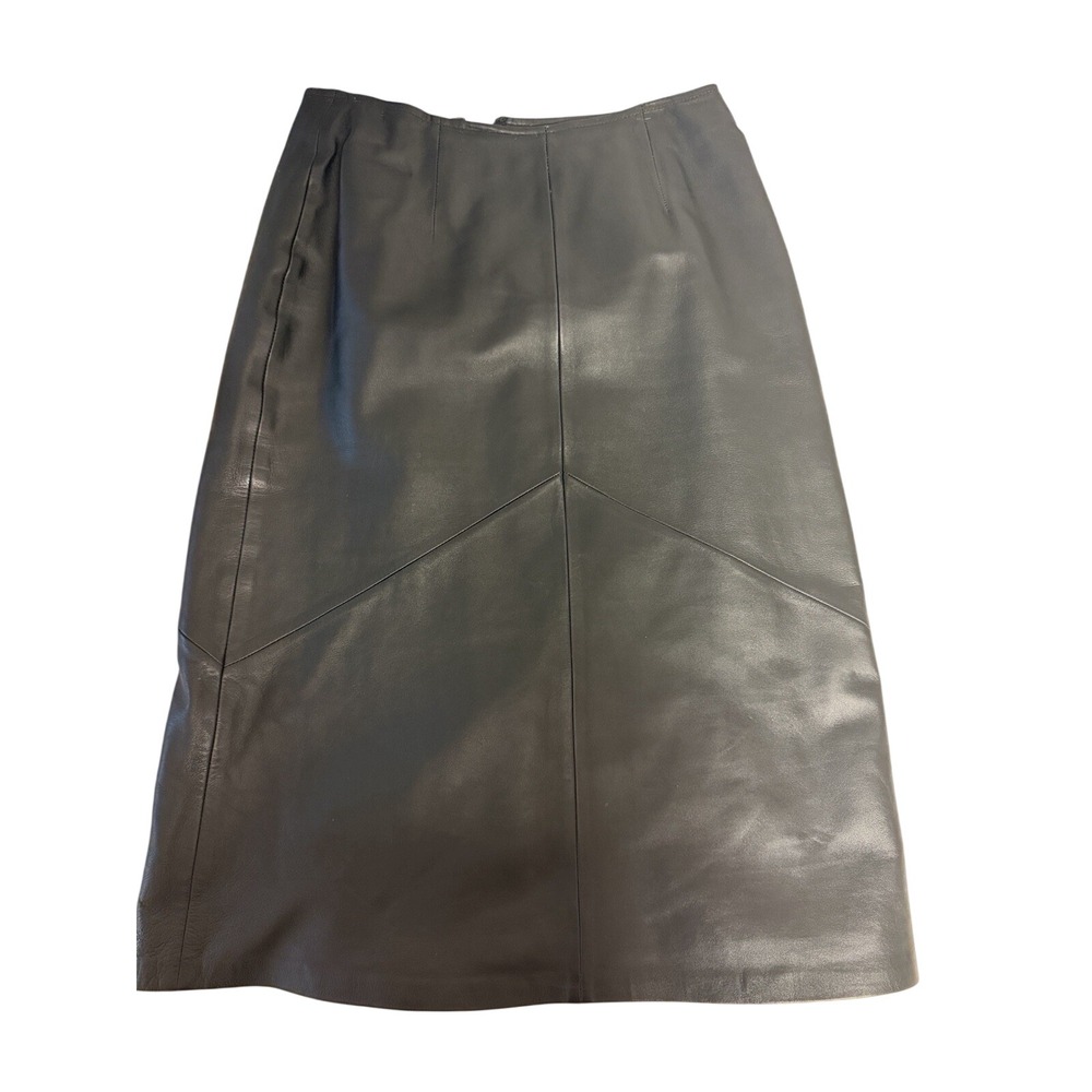 Harold's Black Faux Leather Midi Skirt Size 2